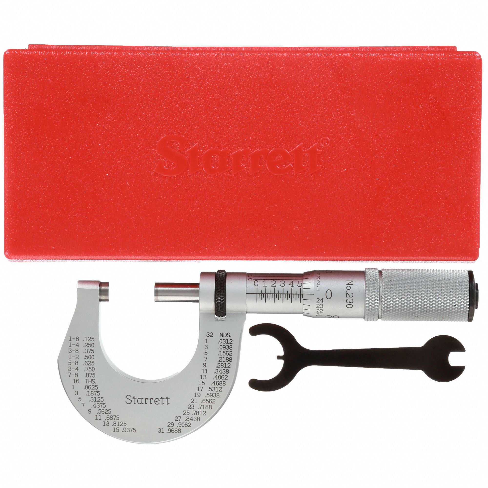 STARRETT Friction Thimble Outside Micrometer, 0 to 1 in Range (In./mm