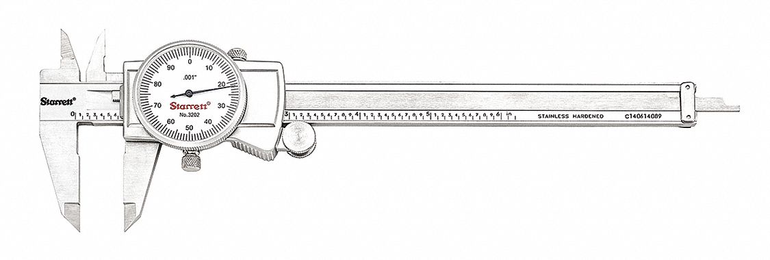 STARRETT 06" Range Stainless Steel Inch Dial Caliper with 0.001
