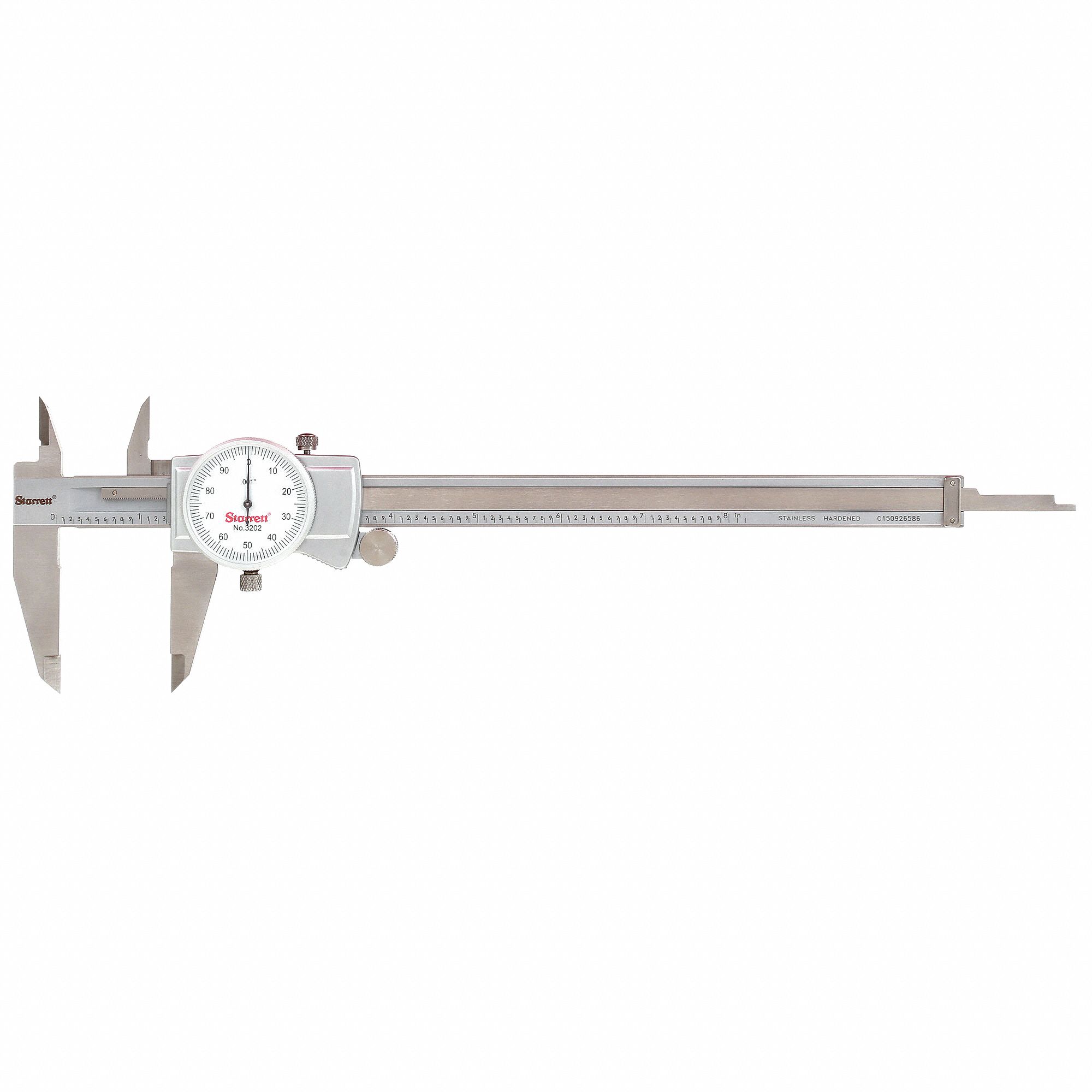 DIAMETER CALIPER, 0 IN TO 8 IN RANGE, 01 IN DIAMETER GRADUATION, 4-WAY, WHITE