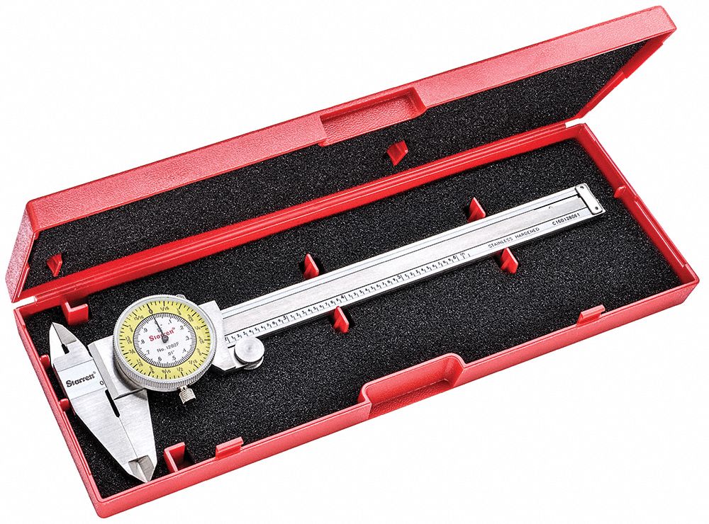STARRETT Fractional Inch Dial Caliper, Range 0 in to 6 in, Range per