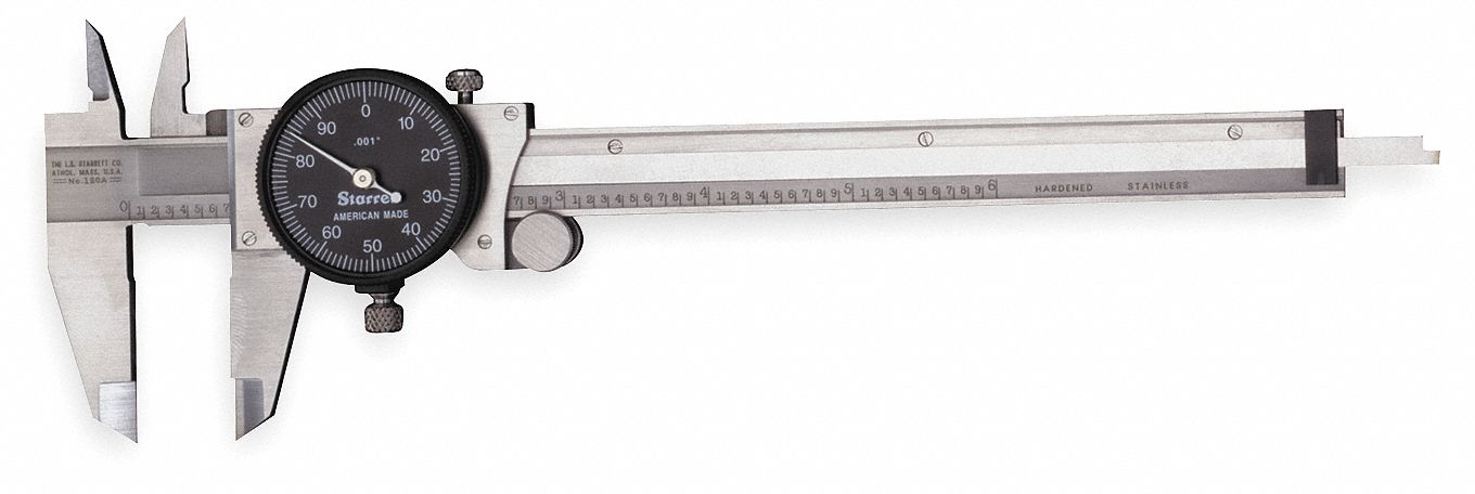 STARRETT B120A-6 Dial Caliper w/Case,6 In,Black 2ZUF2