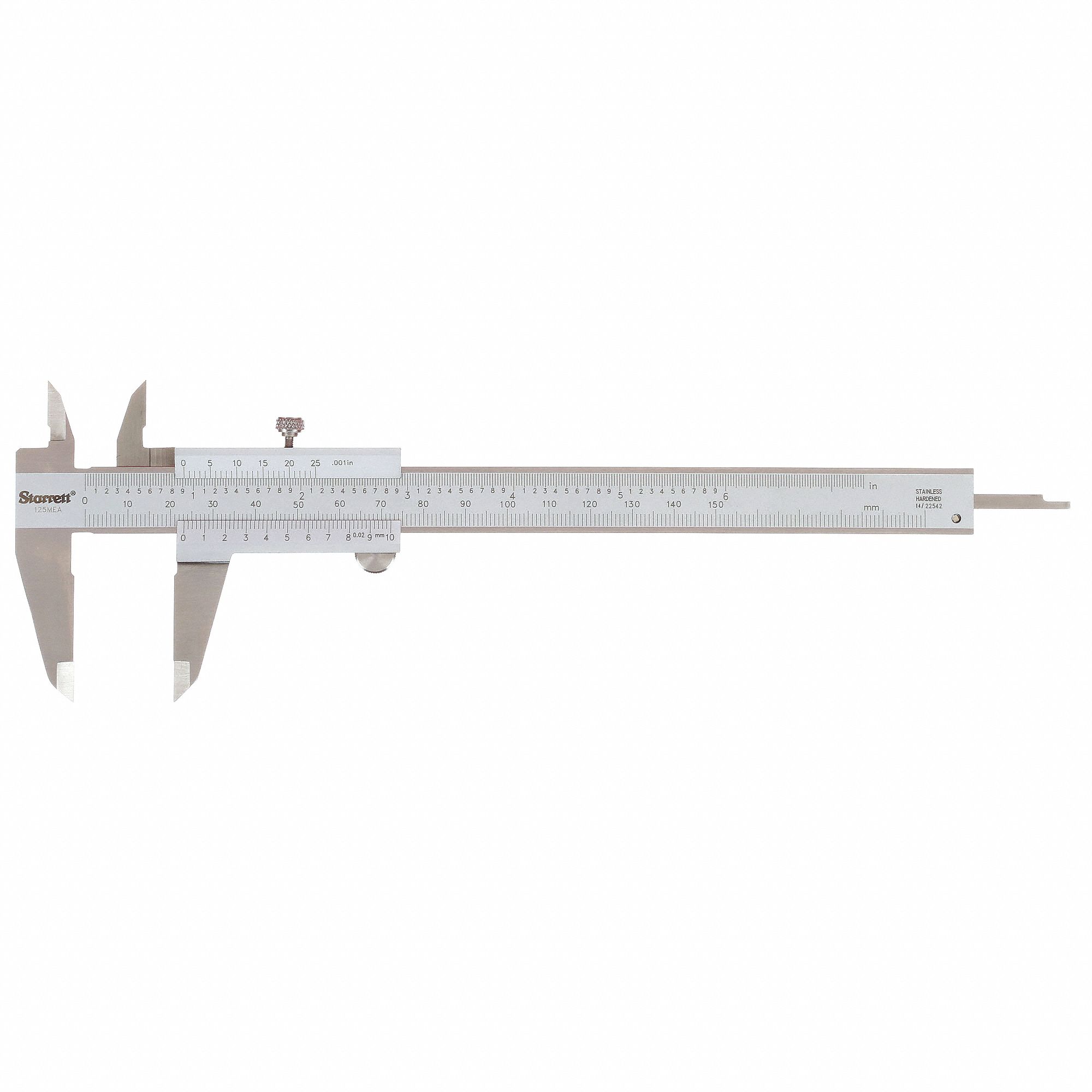 4-WAY VERNIER CALIPER, 0 TO 6 IN/0 TO 15MM RANGE, 1½ IN JAW DP, SLIDE, STANDARD JAW