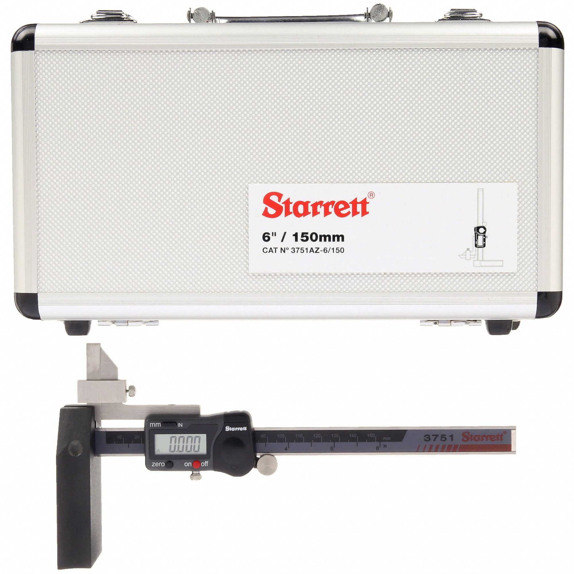 STARRETT Digital Height Gauge 0 in to 6 in/0 to 150 mm Range, ±0.001