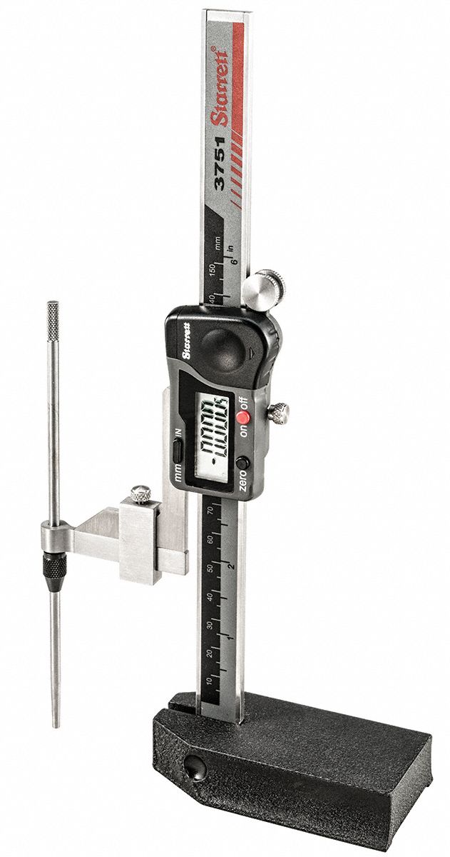 STARRETT Digital Height Gauge, Series 3751, Range 0 in to 6 in/0 to 150