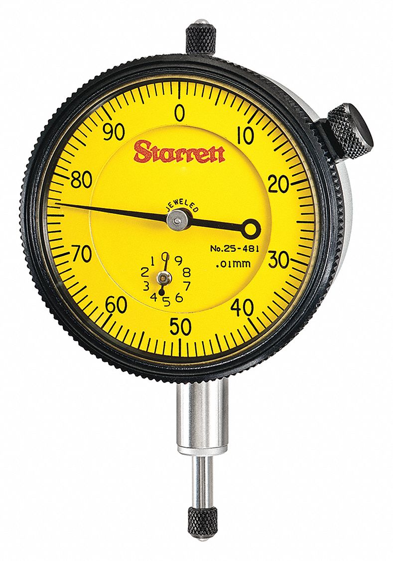 STARRETT, 0 to 10 mm Range, Continuous Reading, Dial Indicator Lug