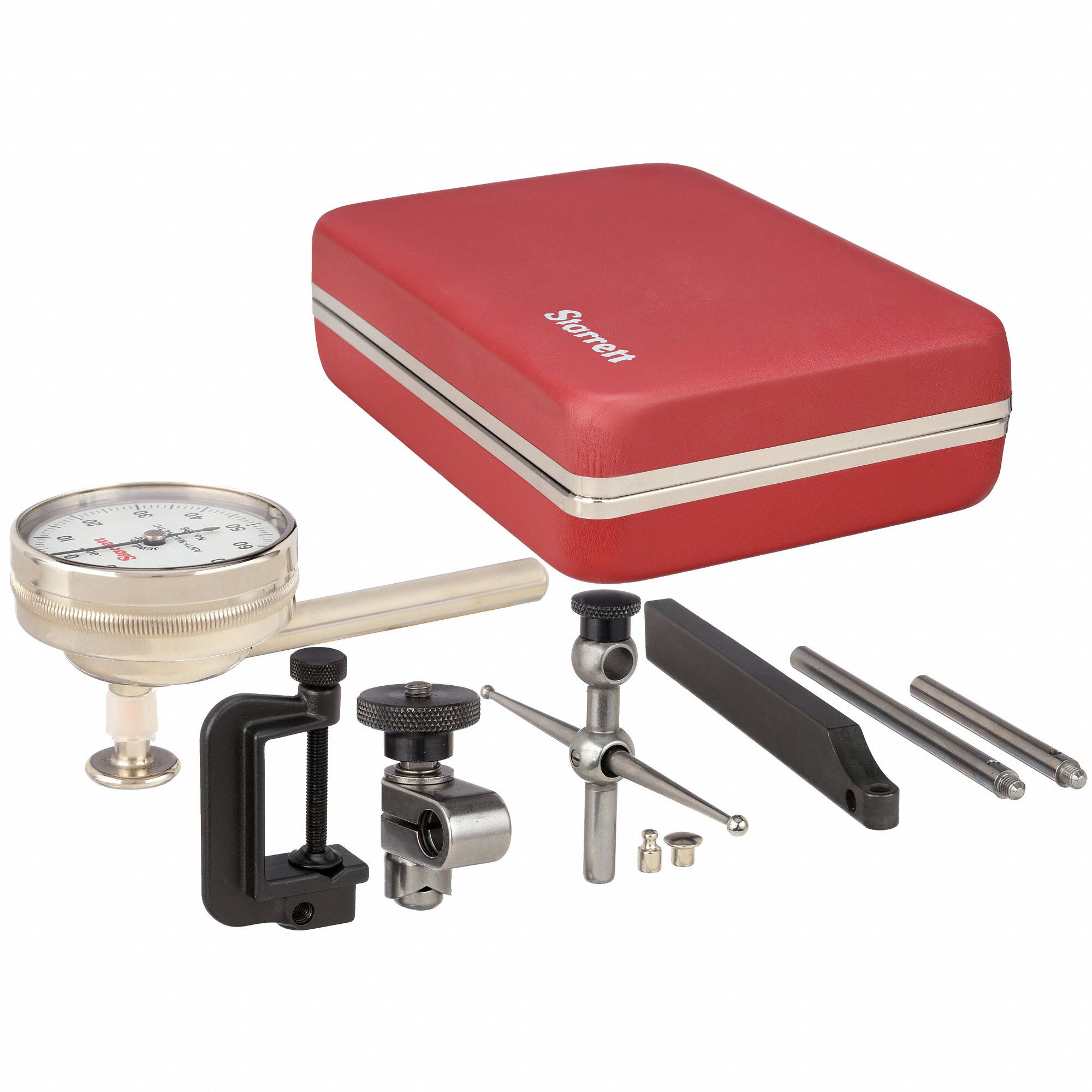 STARRETT Back Plunger Dial Indicator Kit 0 to 0.2 in Range, 0100 Dial Reading 2ZUJ4196A1Z