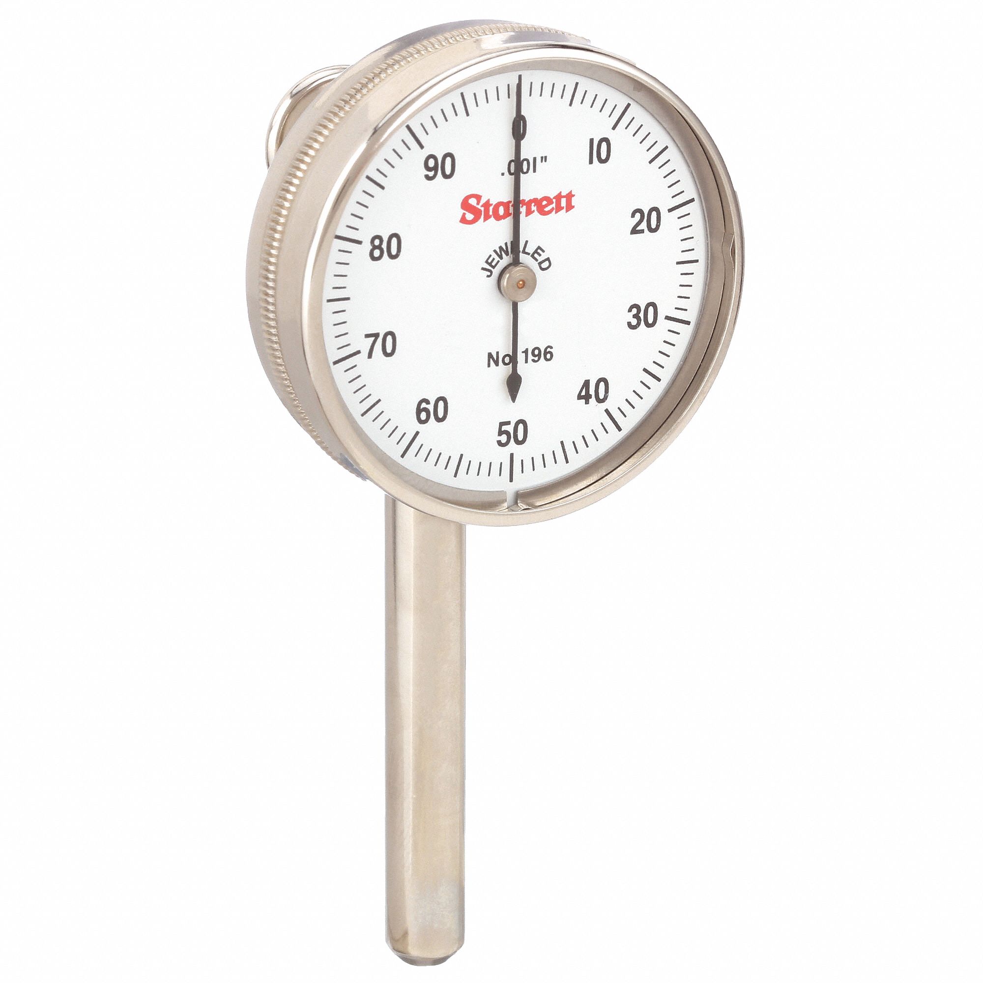 STARRETT BACK PLUNGER DIAL INDICATOR, 0 TO 0.2 IN RANGE, 0100 DIAL