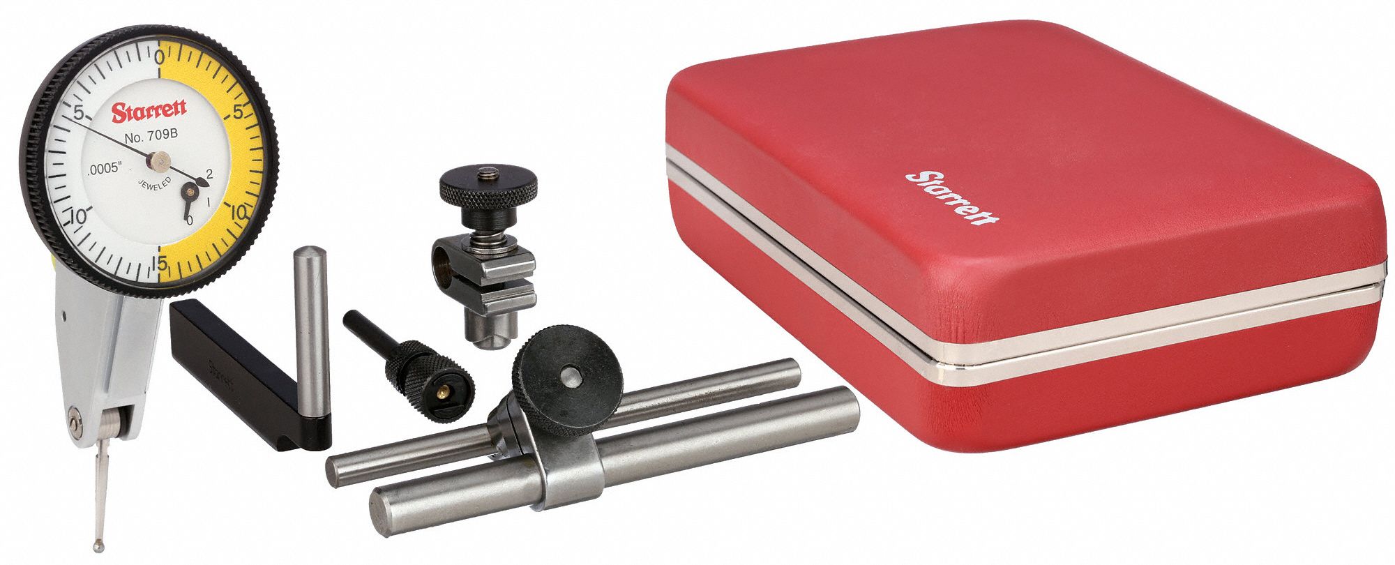 STARRETT TiltedFace Dial Test Indicator Horizontal, 0 in to 0.06 in