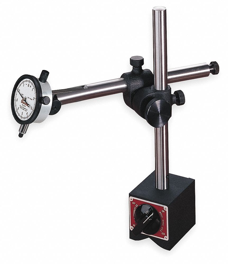 STARRETT Item Dial Indicator & Mag Base Set, 2.375 in, Maximum Reach 9.