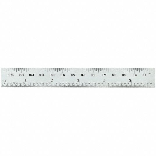 STARRETT, C636ME-150, 5 3/4 in / 150 mm, Steel Rule, Spring Tempered ...