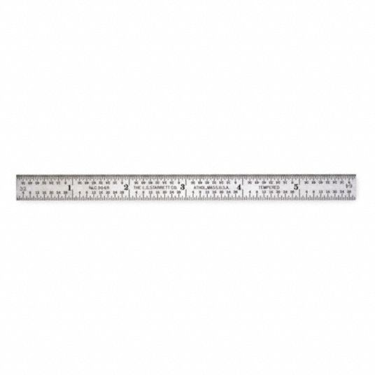 STARRETT Steel Rule, Spring Tempered, 6 In, 4R Grad - 2ZUW1|C604R-6 ...