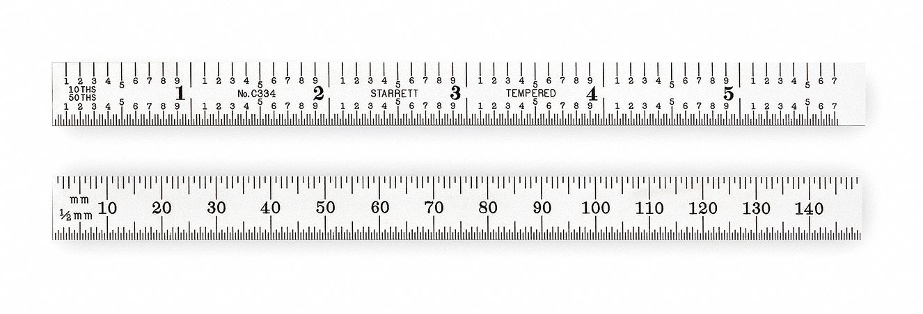 STARRETT Steel Rule, Flexible, 6 In, Type 34 Grad - 2ZUW8|C334-150 ...