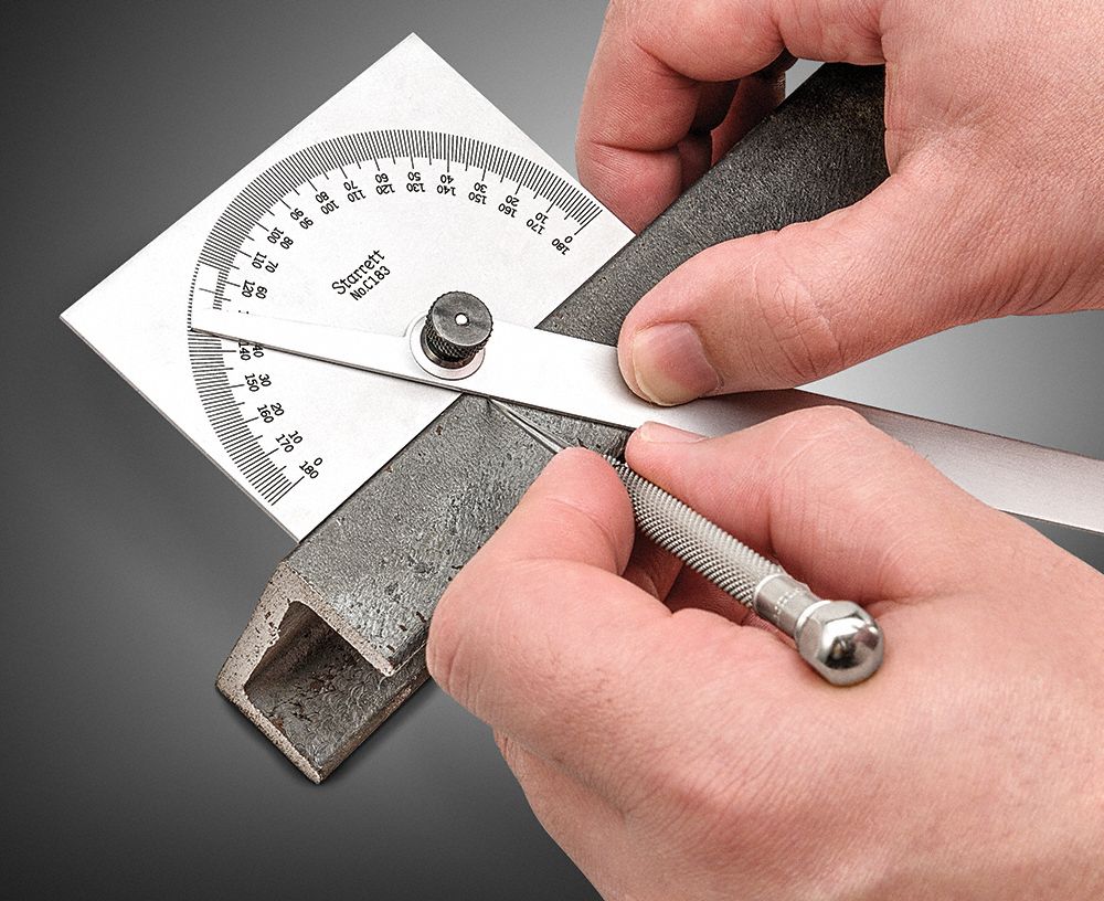 STARRETT ManualReading Protractor 0° to 180° Range, 1° Graduations