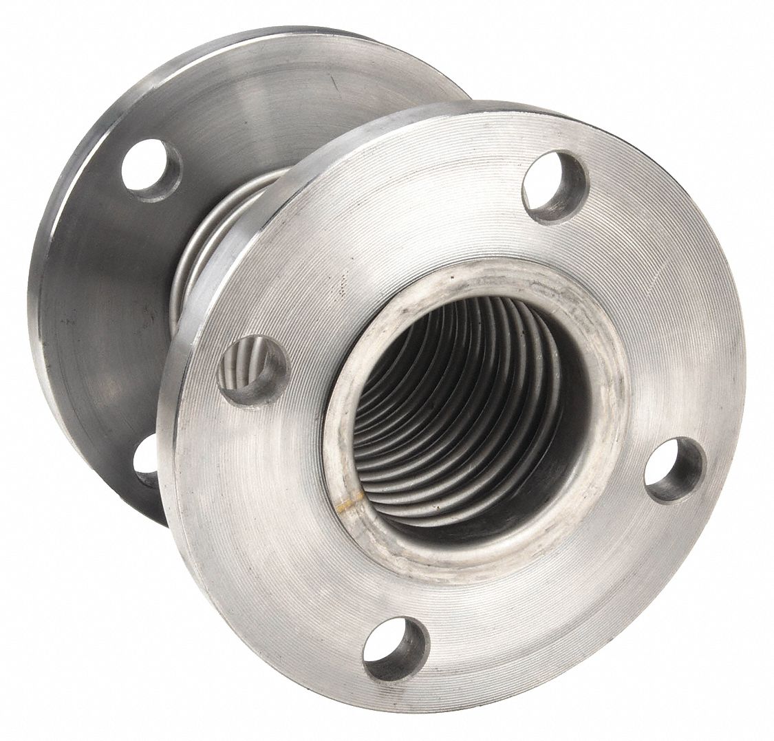 Metal Expansion Joint: Flanged, Steel, Stainless Steel Joint, 2 1/2 in Flange Dia, 6 in Overall Lg