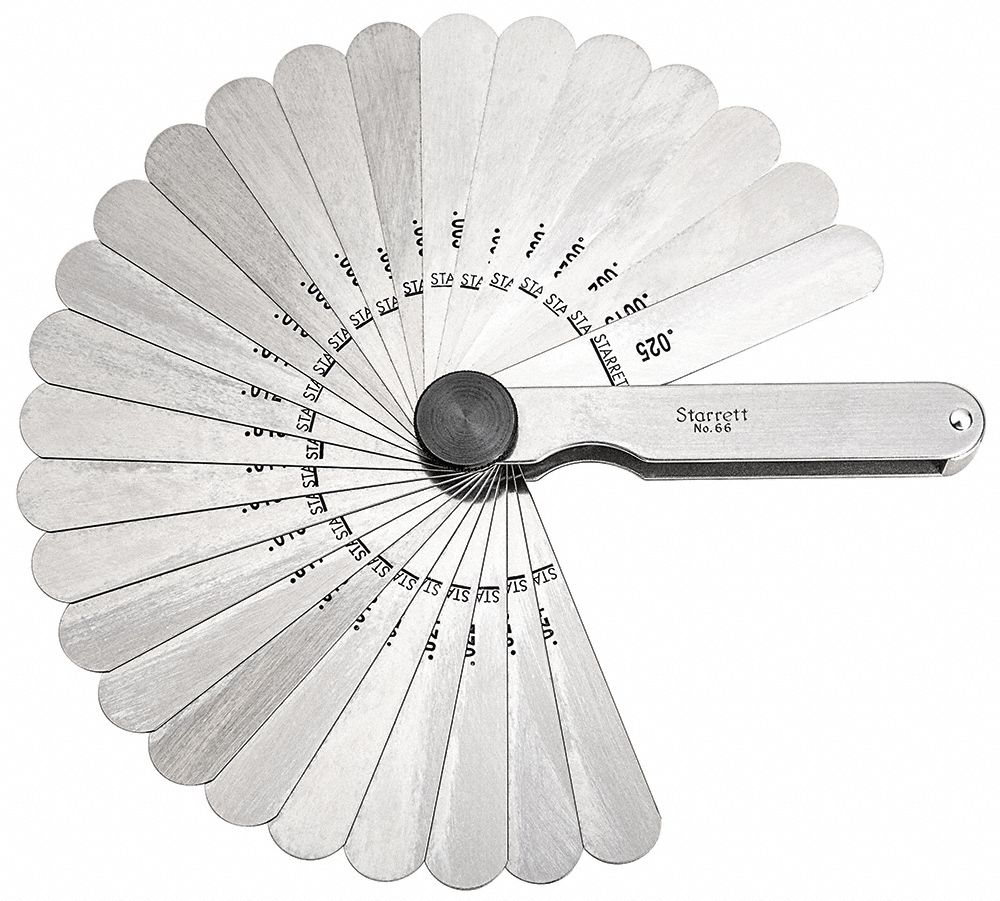 STARRETT Feeler Gauge Set, Thickness Range 0.0015 in to 0.025 in