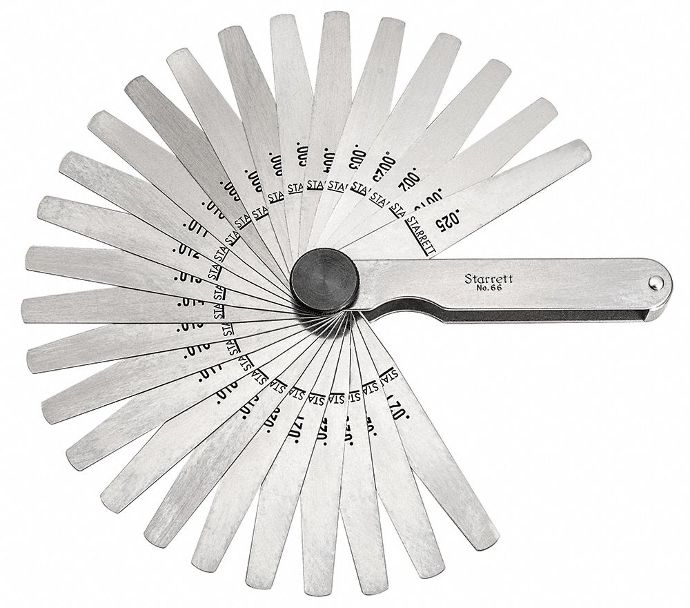 STARRETT Tapered Feeler Gauge Set Inch, 26 Feeler Blades, 0.0015 in to