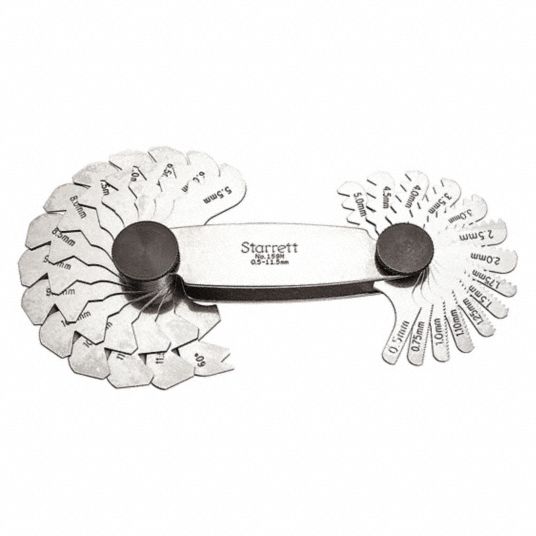 STARRETT Thread Pitch Gauge Set: Metric, 22 Leaves, 0.5 mm to 11.5 mm ...