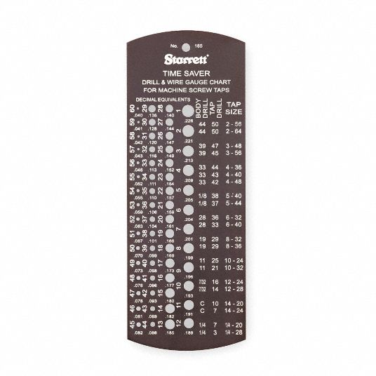 STARRETT Tap & Drill Bit Gauge, Number of Holes 60, Range 60 to 1, Finish Matte, Material