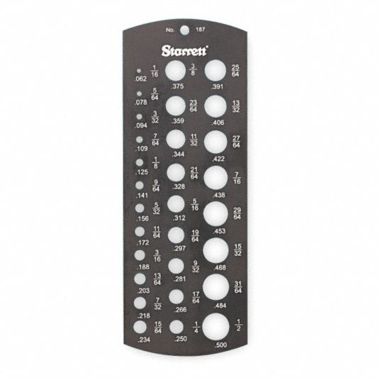 STARRETT Drill Bit Gauge Fractional Inch, 5/0 AWG to 14 AWG Range, 29