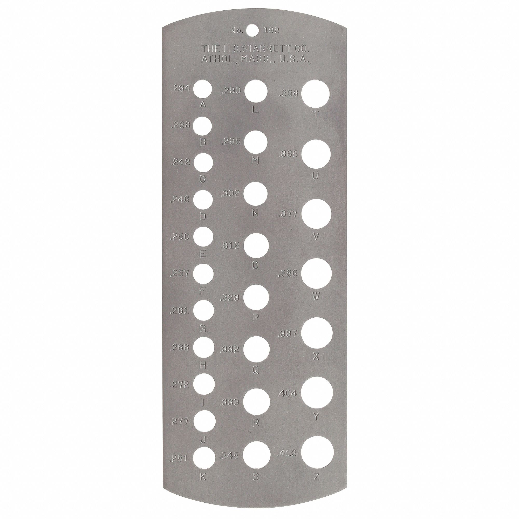 JAUGE DE FORET, PO FRACTIONNAIRE, GAMME DE 2/0 AWG À 3 AWG, 26 TROUS, ACIER, CHROME SATINÉ