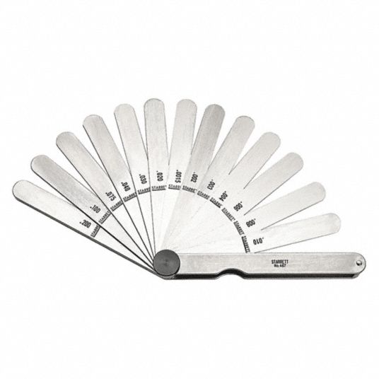 STARRETT Feeler Gauge Set, Thickness Range 0.0015 in to 0.2 in, Number