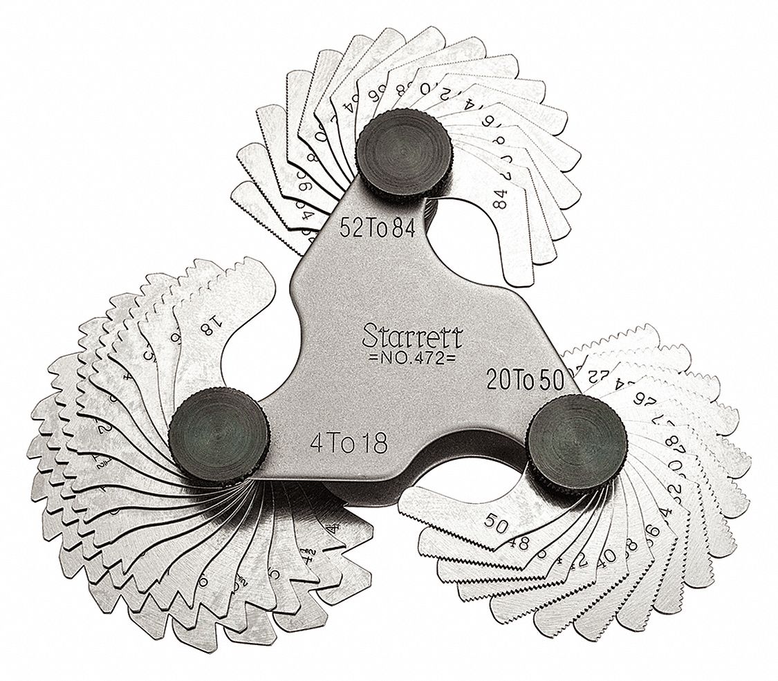 STARRETT Thread Pitch Gauge Set, Thread Type Metric, Number of Leaves