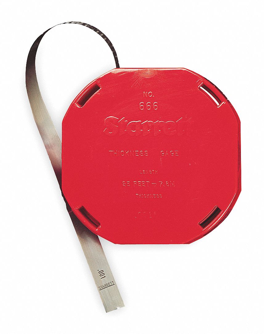 STARRETT Feeler Gauge Stock Roll 25 ft Roll Lg, 0.001 in Thick, 1/2 in