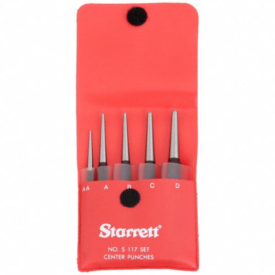 S117PC Starrett set of 5 center punches with round shanks: Manson