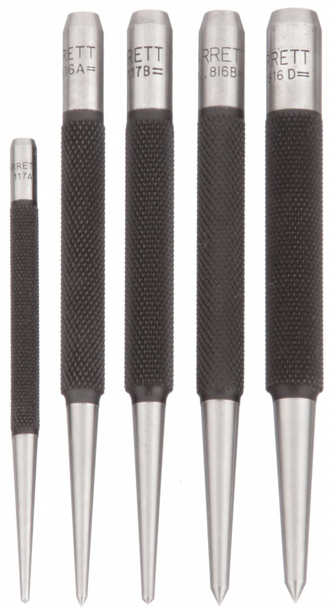 STARRETT Center Punch Set 1/16 in_5/64 in_3/32 in_1/8 in_5/32 in Tip