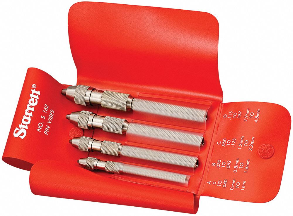 STARRETT Pin Vise, Range Inch 0 in to 0.187 in, Range (mm) 0 mm to 4.