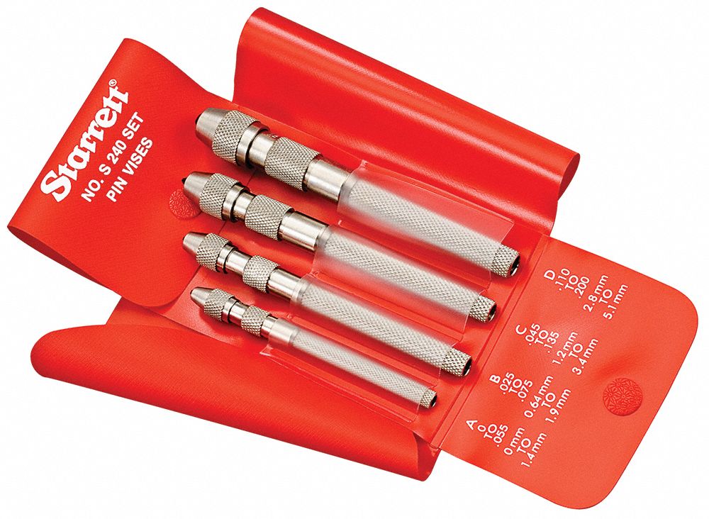 STARRETT Pin Vise, Range Inch 0.01 in to 0.2 in, Range (mm) 0.25 mm