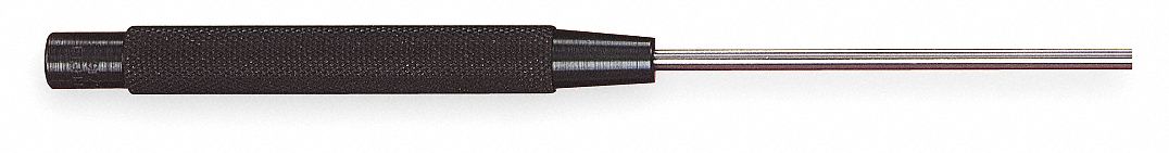 Drive Pin Punch: 3/16 in Tip Dia, 8 in Overall Lg, Round, Steel, Flat, SAE