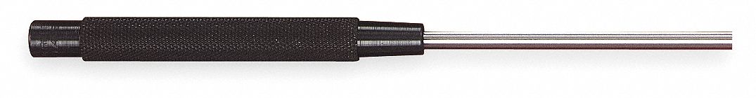 Drive Pin Punch: 1/4 in Tip Dia, 8 in Overall Lg, Round, Steel, Flat, SAE