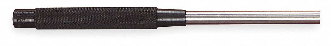 Drive Pin Punch: 3/8 in Tip Dia, 8 in Overall Lg, Round, Steel, Flat, SAE