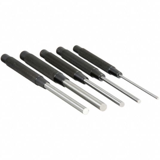 910888-9 Westward Drive Pin Punch Set: 3/32 in_1/8 in_5/32 in_3/16 in_1/4  in_5/16 in Tip Dia, 6 Pieces, Steel, SAE