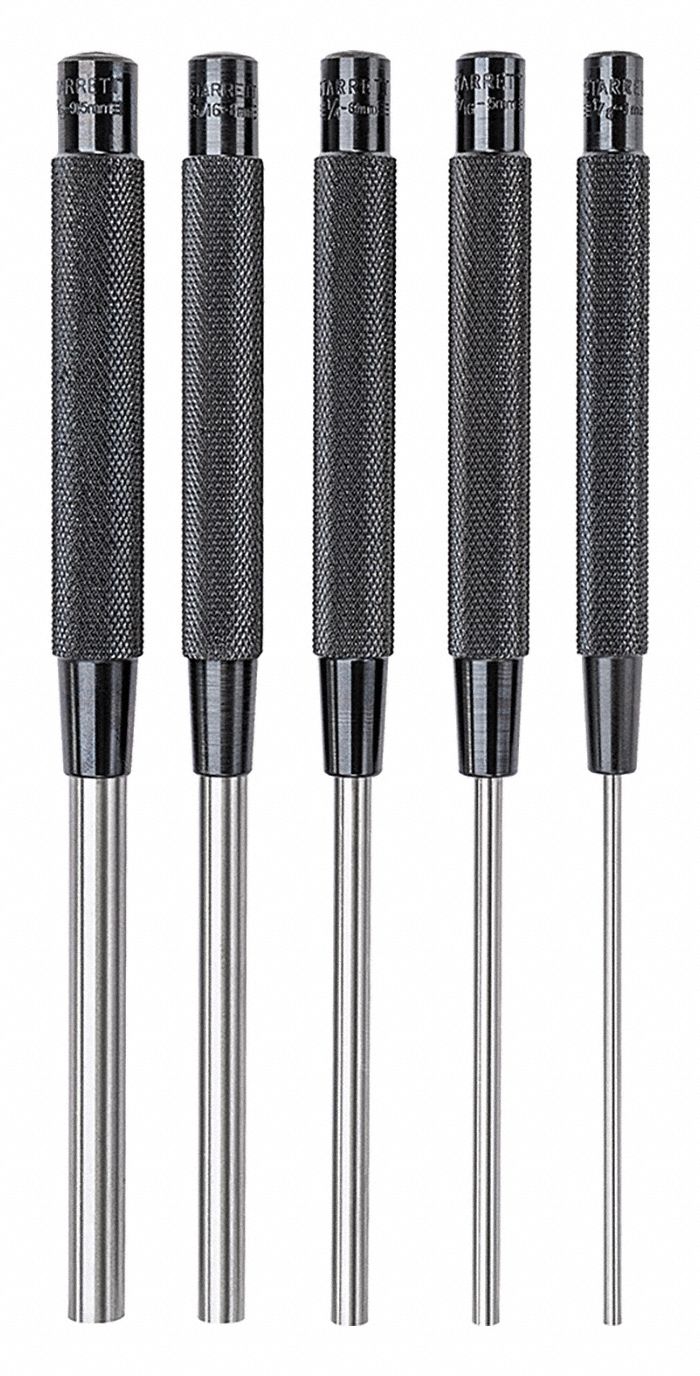 STARRETT S248 Drive Pin Punch Set,5 Pieces,Steel 2ZVJ7