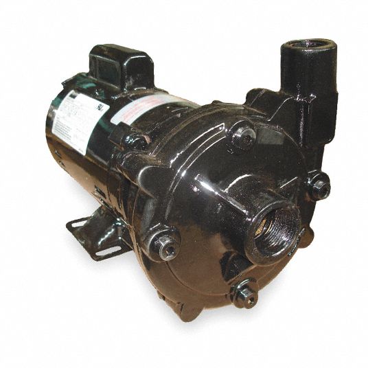 Centrifugal Pump: 1/2 hp, 115/230V AC, 82 ft Max Head, 1 1/4 in , 1 in  Intake and Disch, ODP, CI