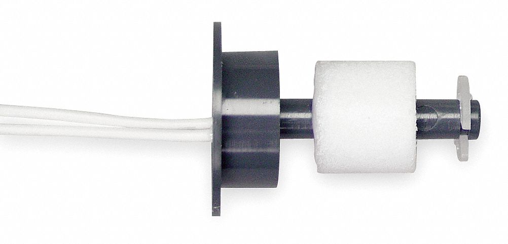 Alternator Closed Liquid Level Switch: Open On Rise, SPST, Polypropylene