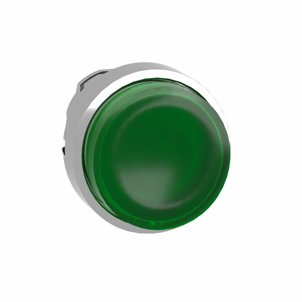 Extended Push Button: Green, 22 mm Mounting Size, Metallic, Momentary