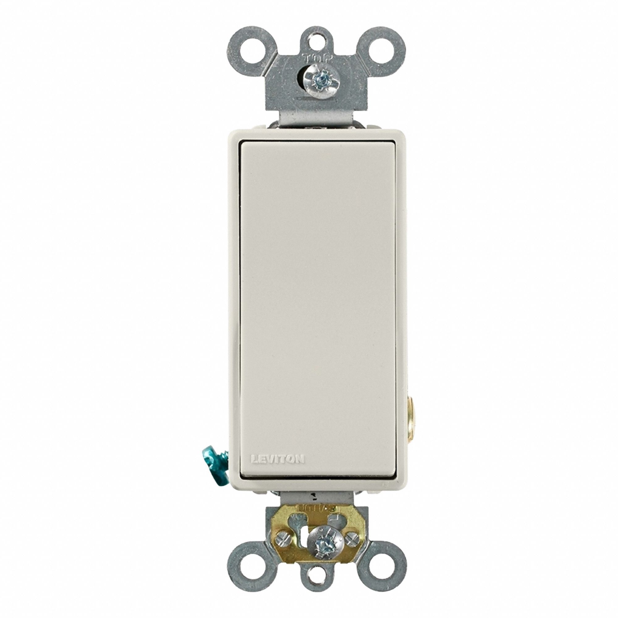 AC Quiet Switch: Rocker Switch, Single Pole, Light Almond, 20 A, 120/277V AC, Screw Terminals