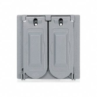 Weatherproof Cover: Aluminum, GFCI, 2 Gangs, 4 3/4 in Overall Ht, 4 9/16 in Overall Wd, 3R