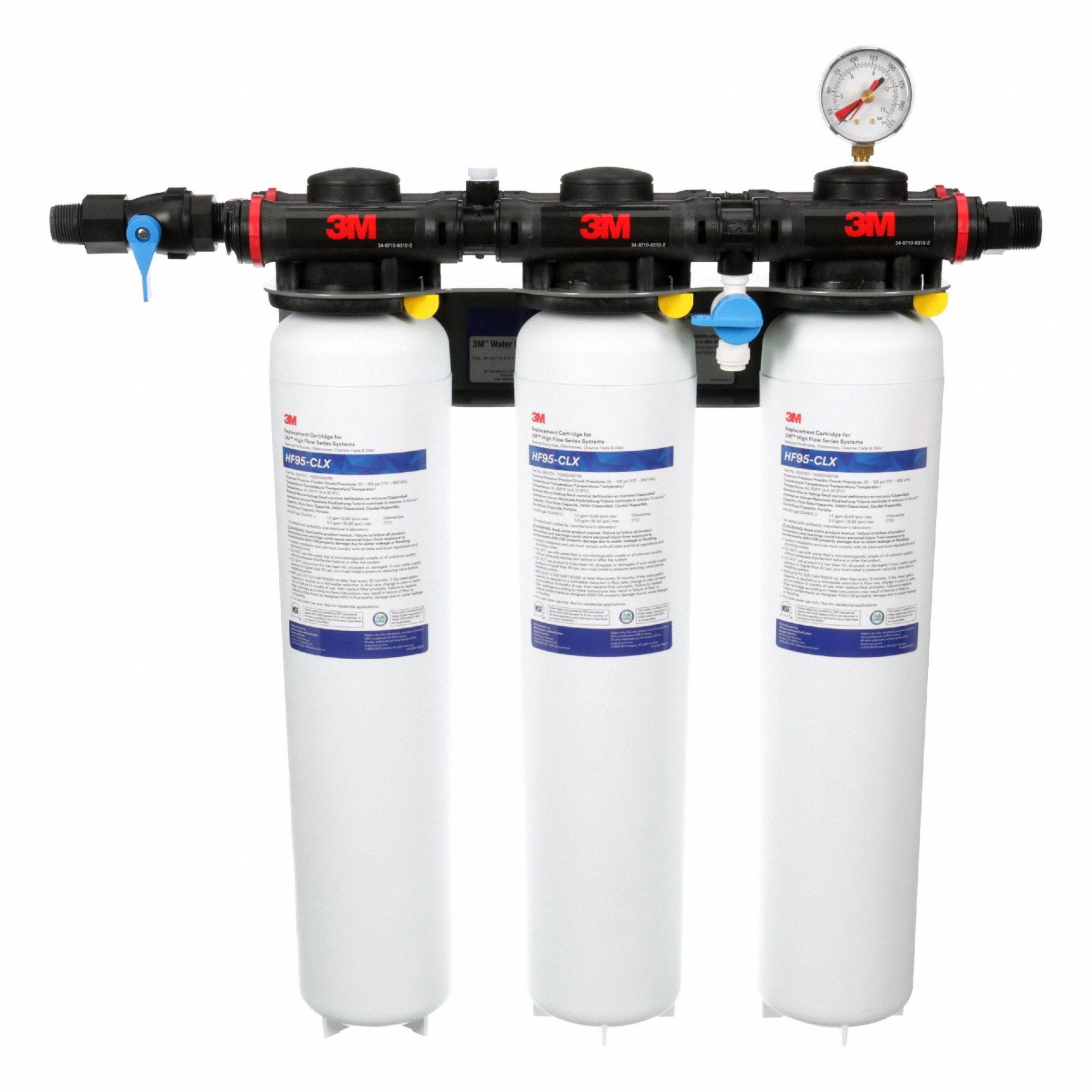 Water Filter System: 5 micron, 15 gpm, 162, 000 gal, 5 in Overall Ht, 24 3/4 in Overall Dia