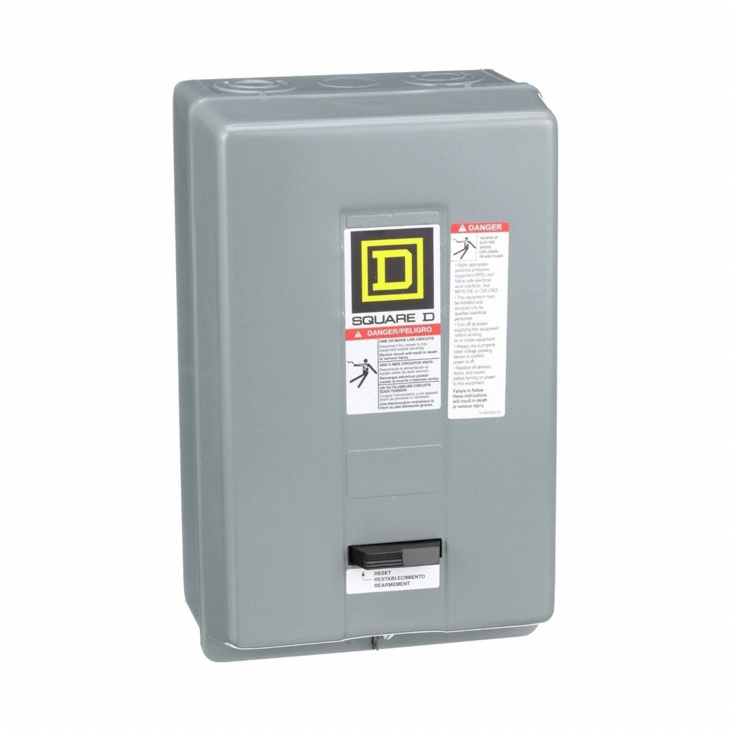 NEMA Magnetic Motor Starter: Non-Reversing, 3 Poles, NEMA Size 2, 45 A, 120V AC Coil