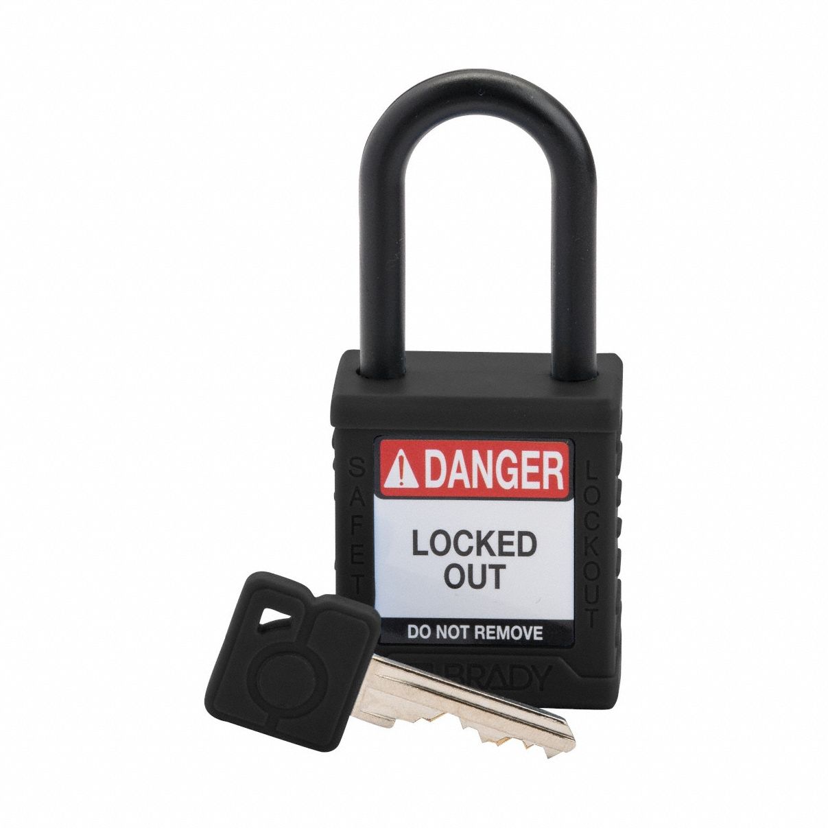 Lockout Padlock: Keyed Different, Nylon, Std Body Body Size, Plastic, Std, Black, 1 Pack Size