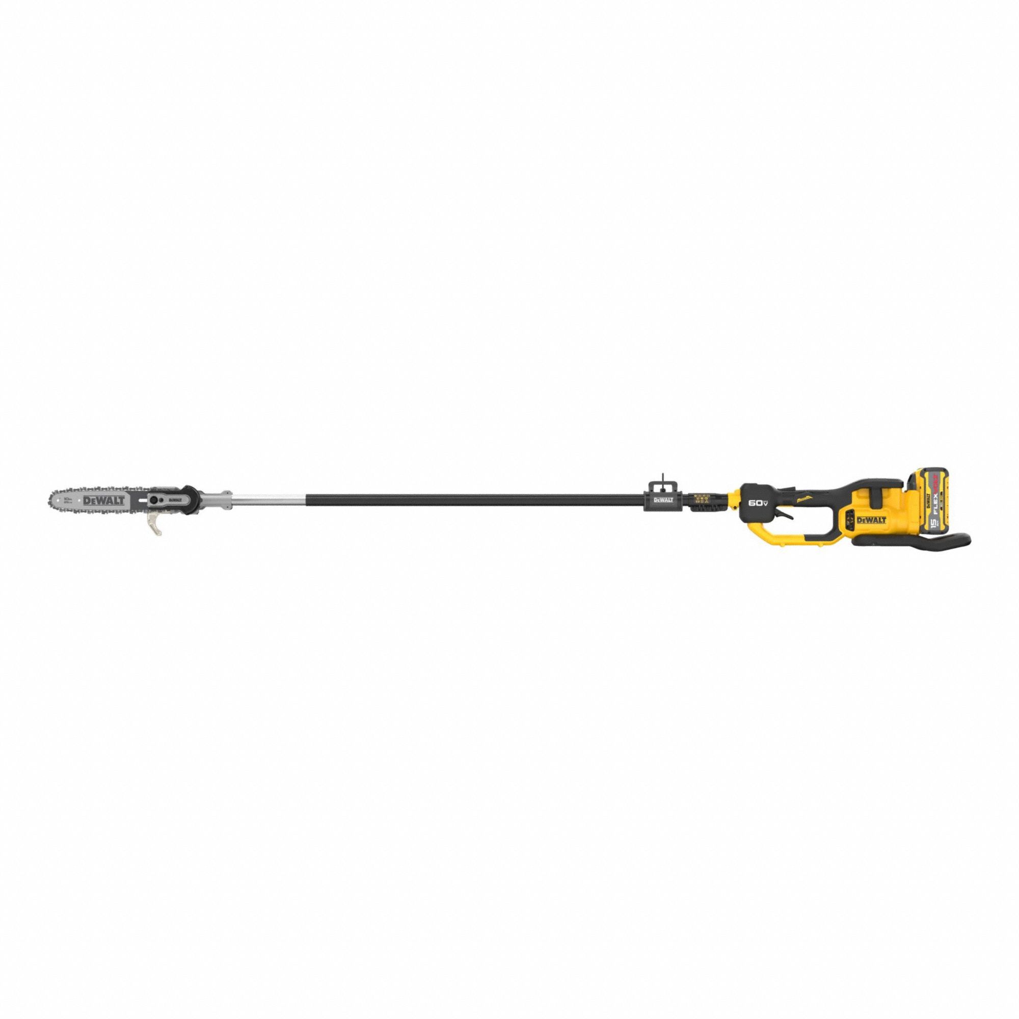 Pole Saw: 10 in Blade Lg, 95 in Reach, 15 Ah, 60 V, Includes: Tool /1 Battery /1 Charger