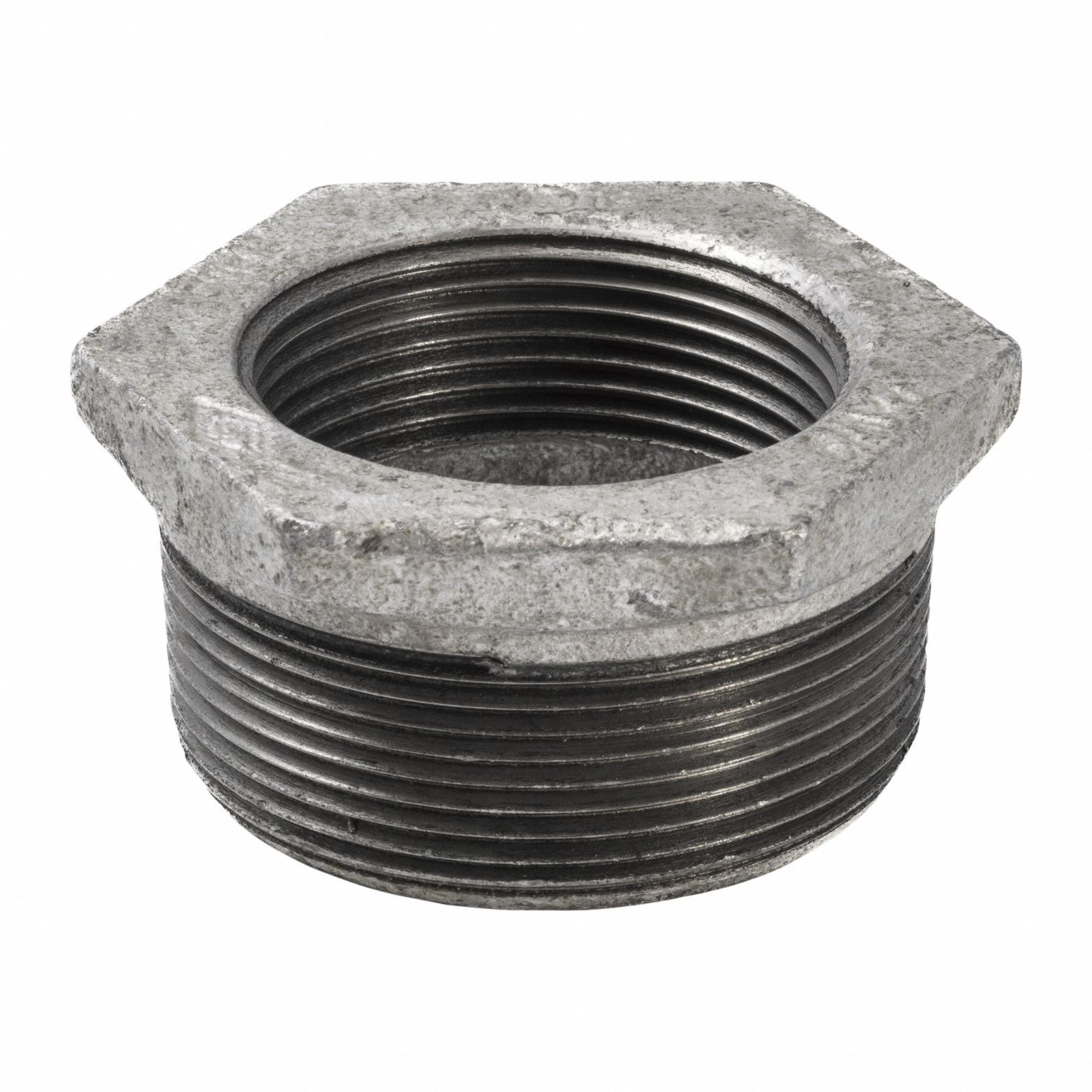 Hex Bushing: Malleable Iron, 3 in x 2 1/2 in, NPT x NPT, Class 150