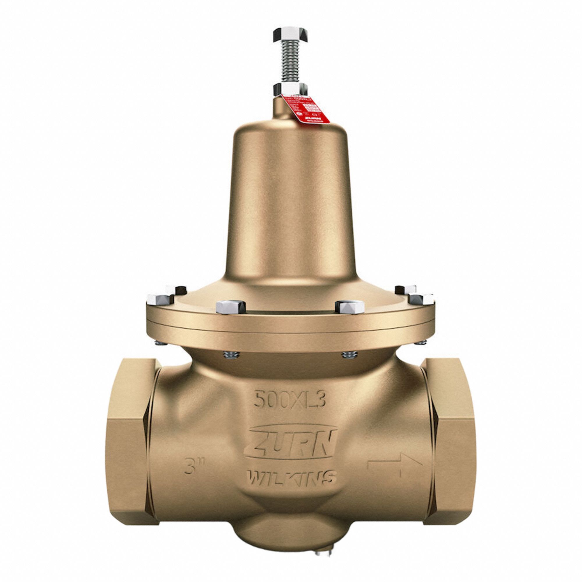 Pressure Reducing Valve: FNPT x FNPT, 3 in Pipe Size, Bronze, 25 psi to 75 psi, NPT x NPT