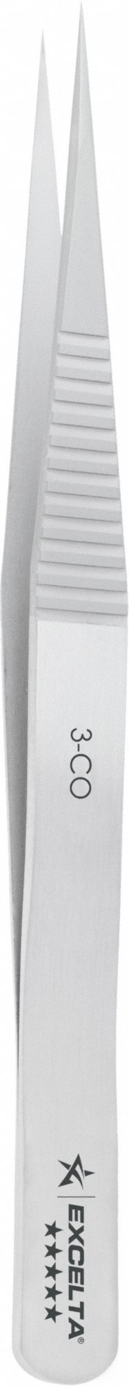 Tweezers: Cobalt, Point, Straight Tip, 0.0031 in Tip Thick