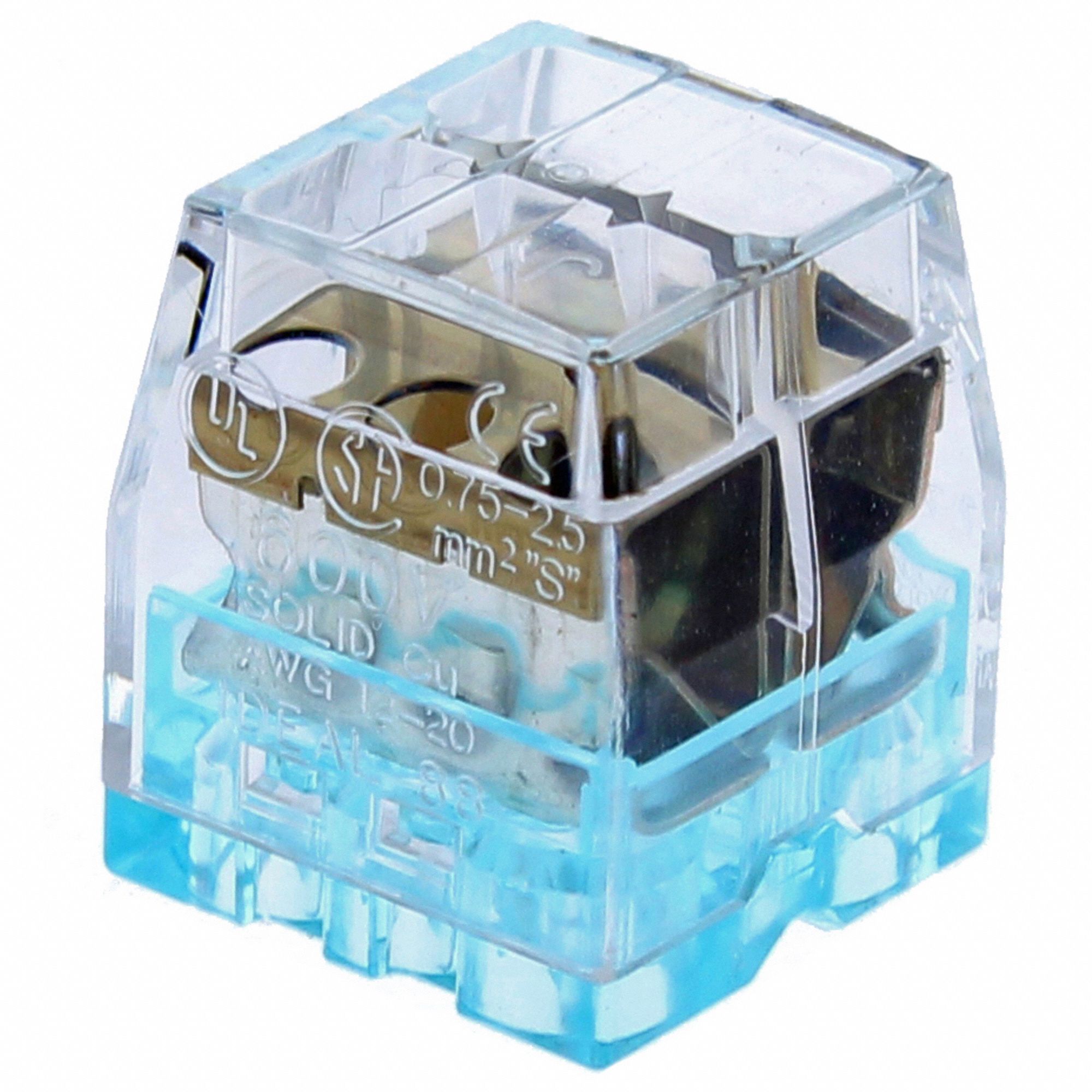 Push-in Wire Connector: Blue, 6 Ports, 100 PK