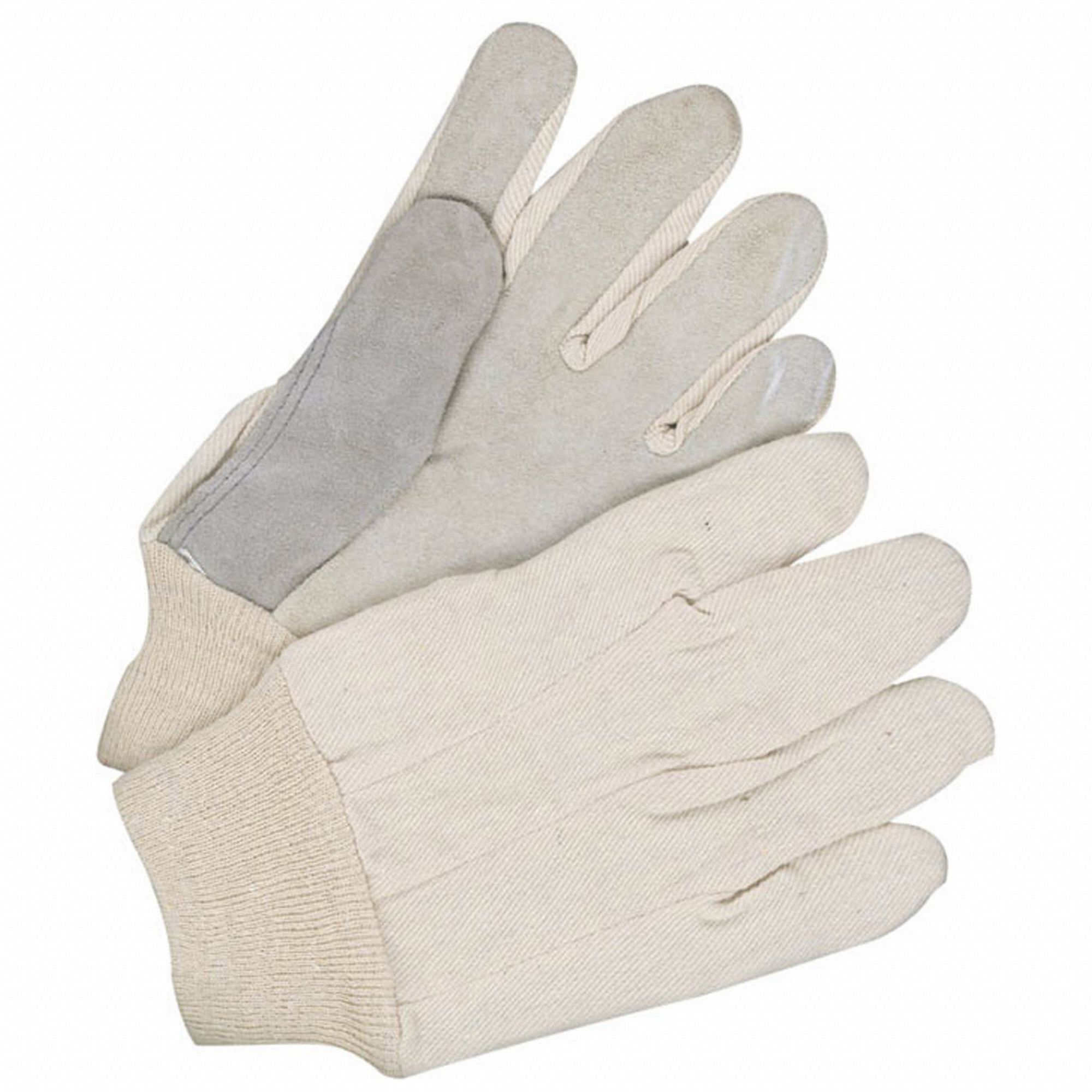 HEAVY-DUTY GLOVE, STRAIGHT THUMB, CLUTE CUT, ONE SIZE, WHITE, LEATHER/COTTON, PR